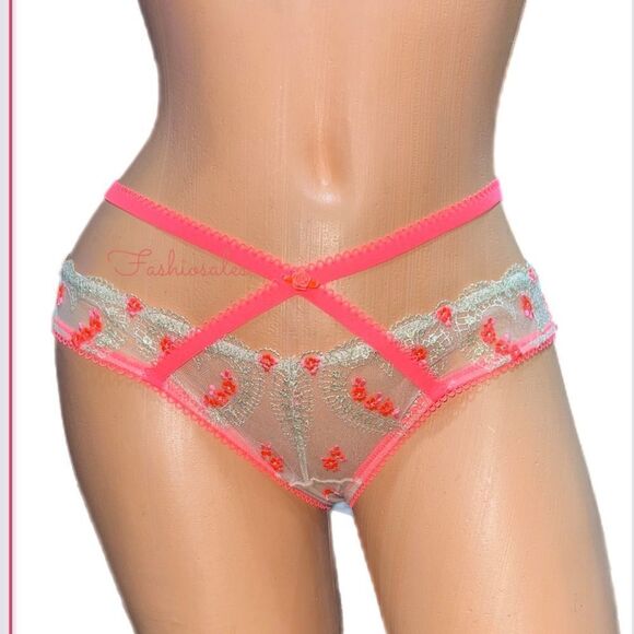 Victoria’s Secret Dream Angels Sweetheart Mesh Strappy Keyhole cheekini panty S - Picture 4 of 9